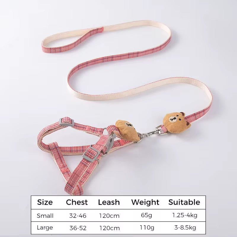 Harnais + Laisse Teddy Bear pour Chien – Motif Écossais
