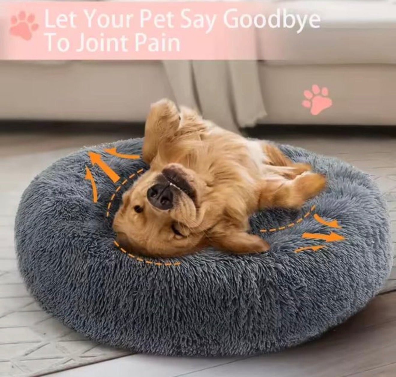 Lit  canapé Orthopédique Rond pour Chiens et Chats – Confort Articulaire