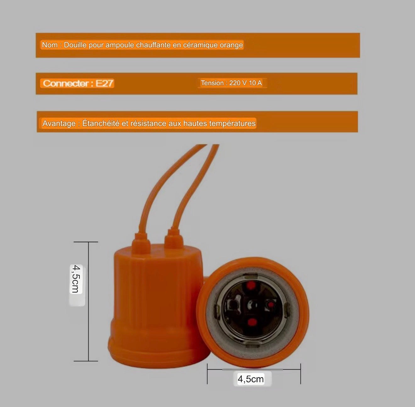 Douille Céramique Chauffante E27 – Lampe Infrarouge Vétérinaire