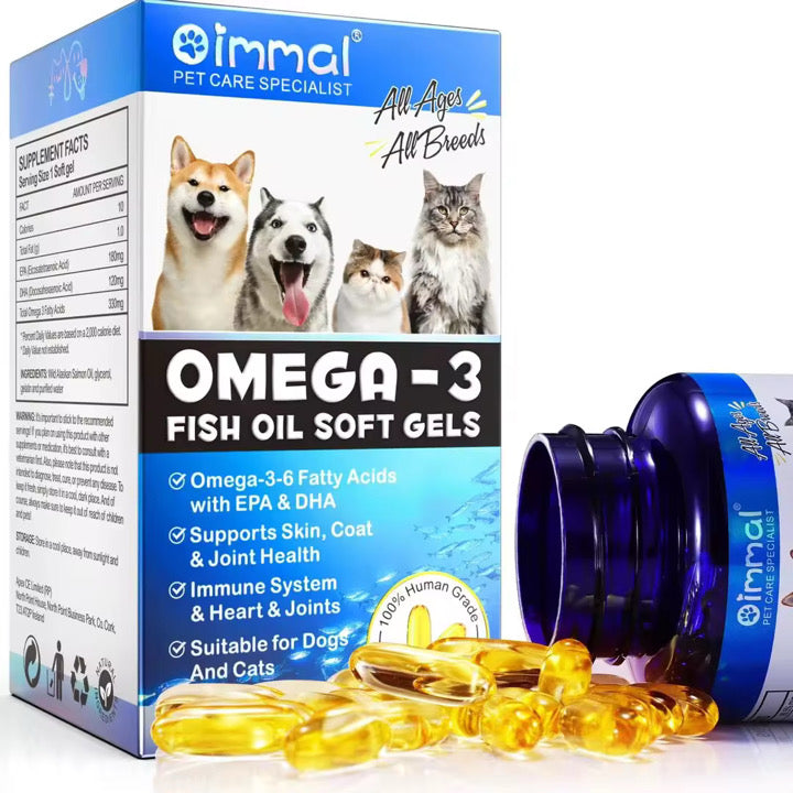 Oméga-3 Huile de Poisson Soft Gels – chien et chat
