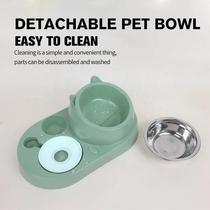Bol Distributeur Automatique 2-en-1 pour Chat et Petit Chien