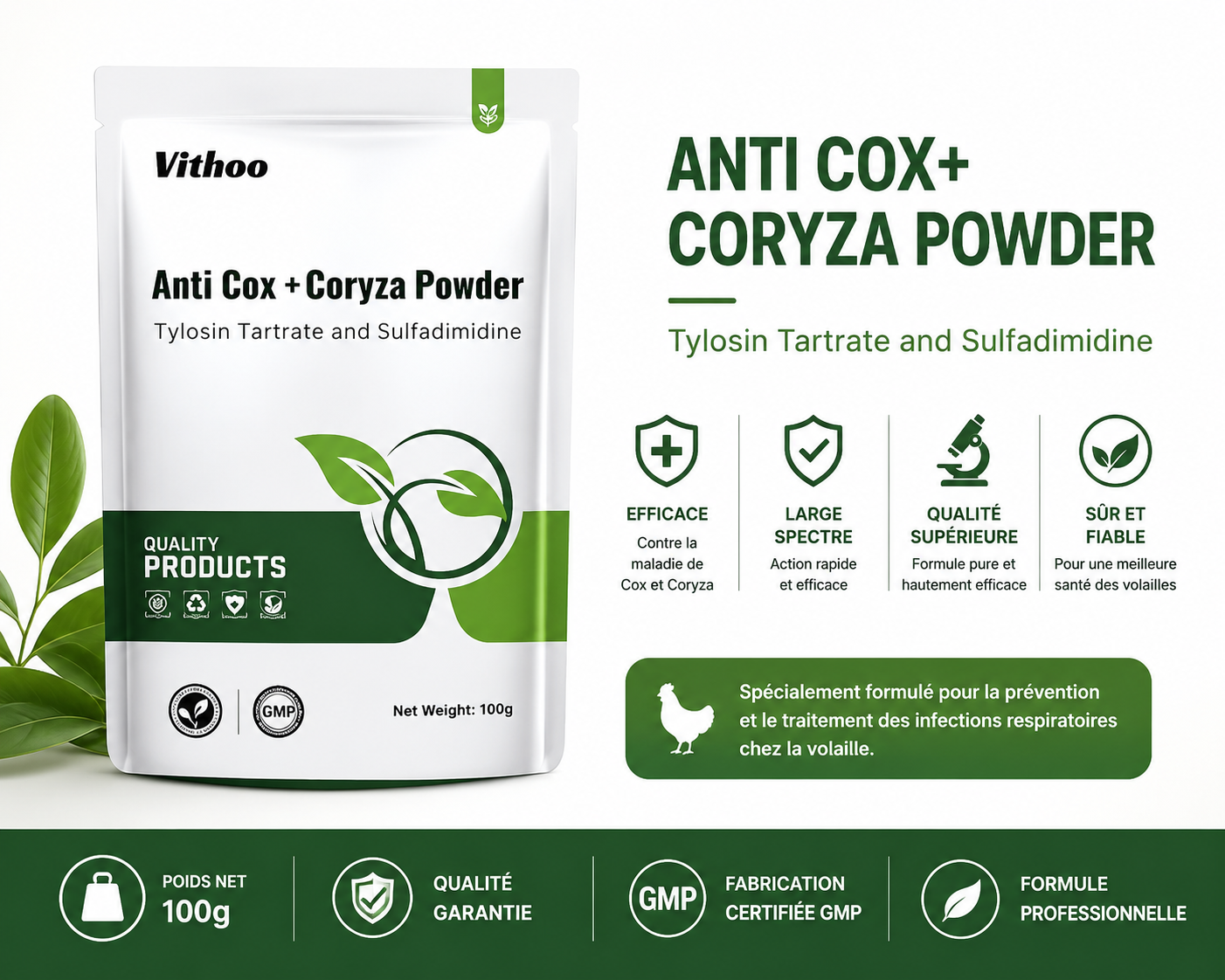 Anti Cox + Coryza Powder – Vithoo (100g)