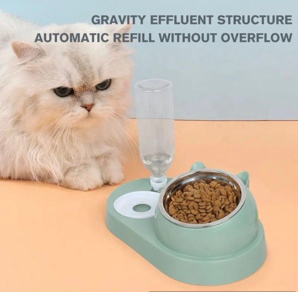 Bol Distributeur Automatique 2-en-1 pour Chat et Petit Chien