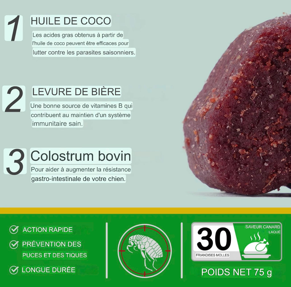 Friandises Anti-Puces & Tiques pour Chien – Sûr & Naturel