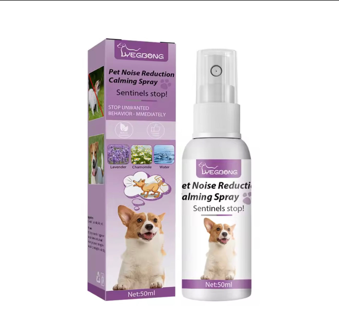Spray Calmant Anti-Aboiement pour Chien – 50ml