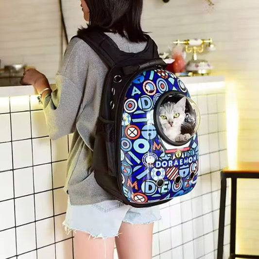 Sac à dos transporteur pour chat – Hublot capsule design Doraemon