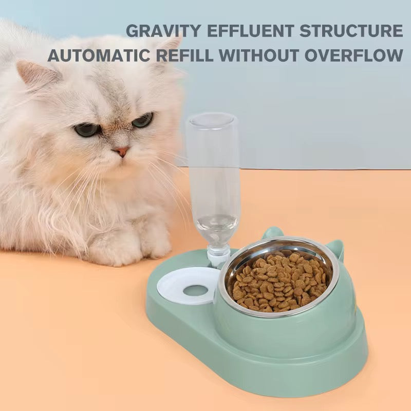Gamelle Double Automatique pour Chat avec Distributeur d'Eau