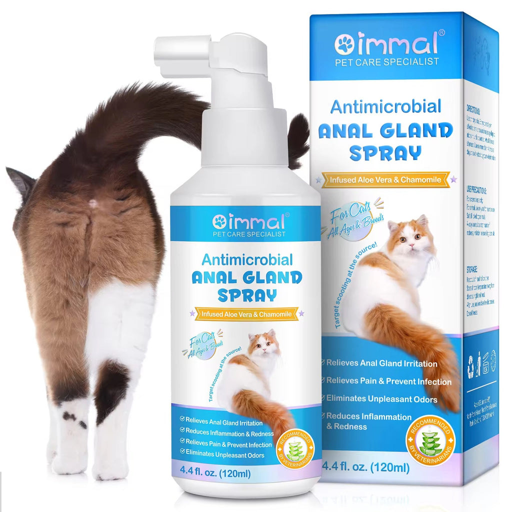 Spray Antimicrobien Glandes Anales Oimmal pour Chats – Aloé Vera & Camomille (120 ml)