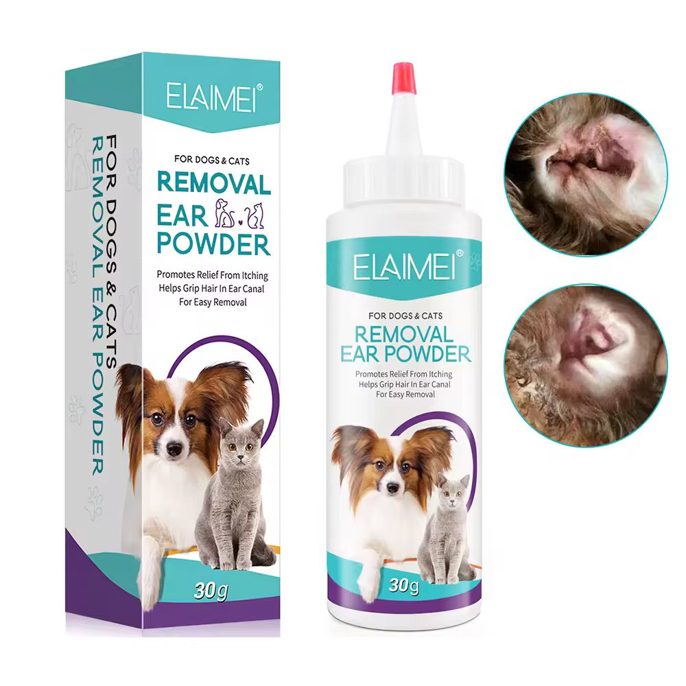Poudre Auriculaire pour Chien & Chat – Épilation & Soin des Oreilles 30g