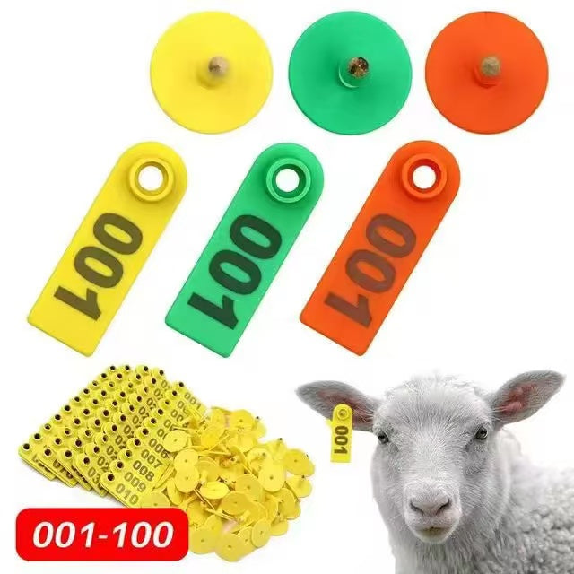 Boucles d'oreilles d'identification animale numérotées 001-100