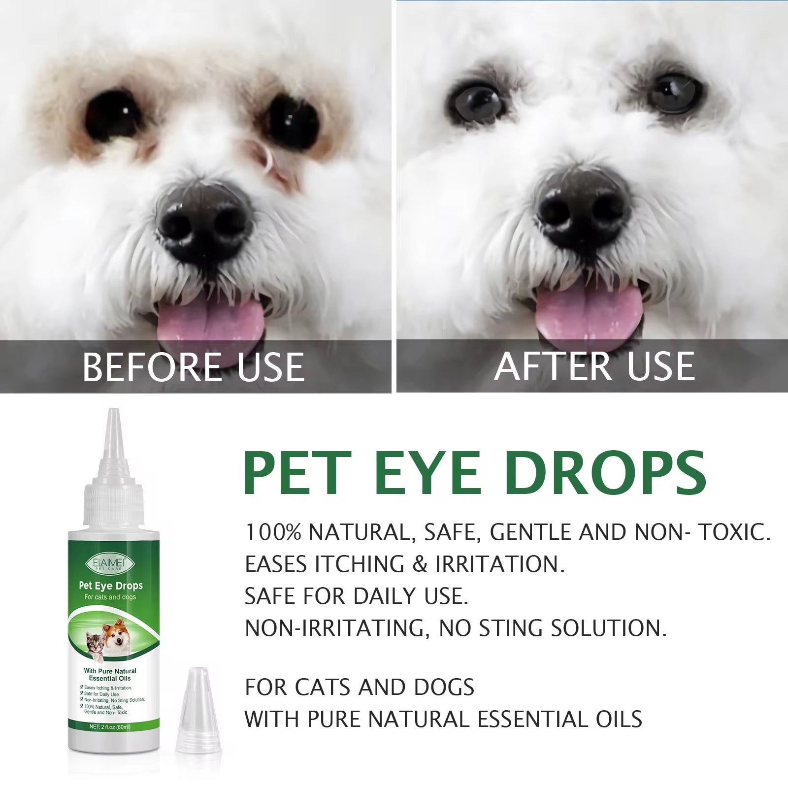 Collyre Vétérinaire ELAIMEI – Pet Eye Drops 60ml