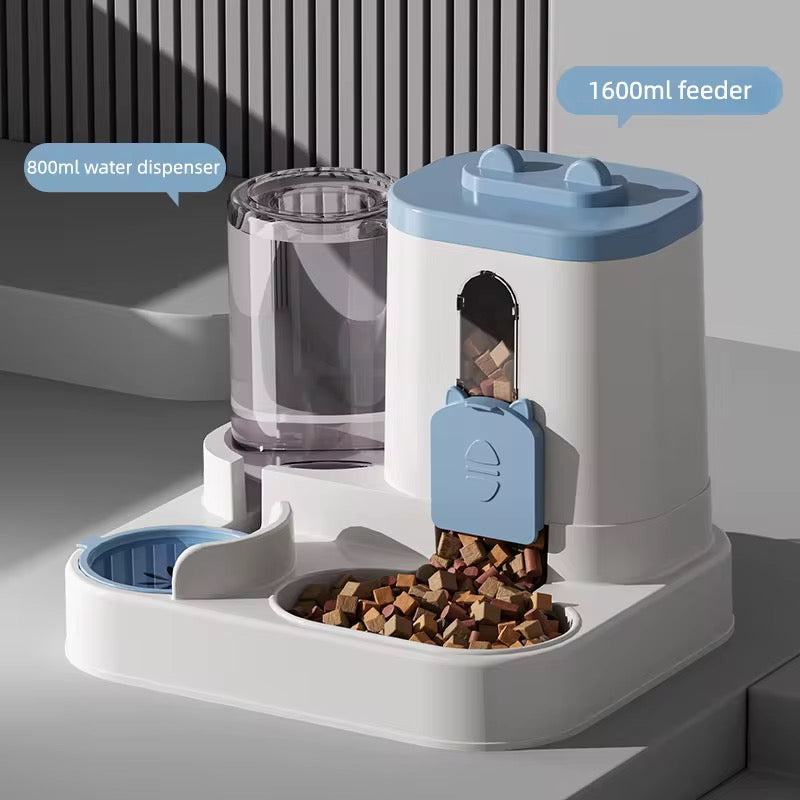 Distributeur automatique 2-en-1 nourriture et eau pour chats et chiens