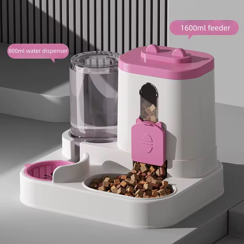 Distributeur automatique 2-en-1 nourriture et eau pour chats et chiens