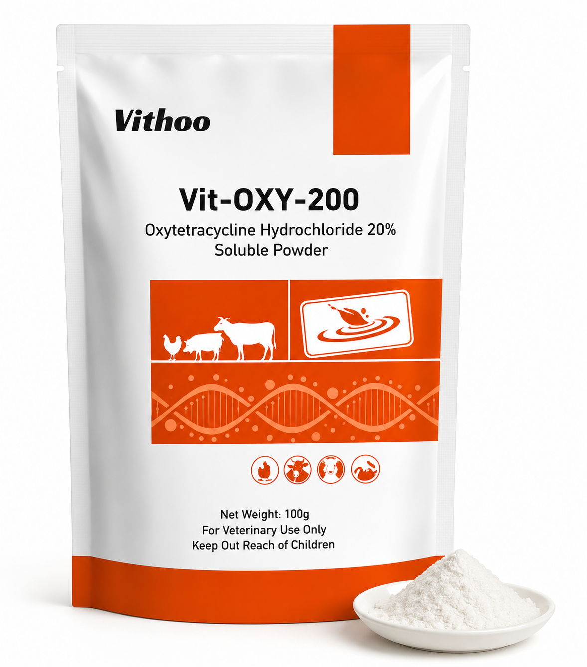 Vit-OXY-200 – Oxytetracycline HCl 20% Poudre Soluble (100g)