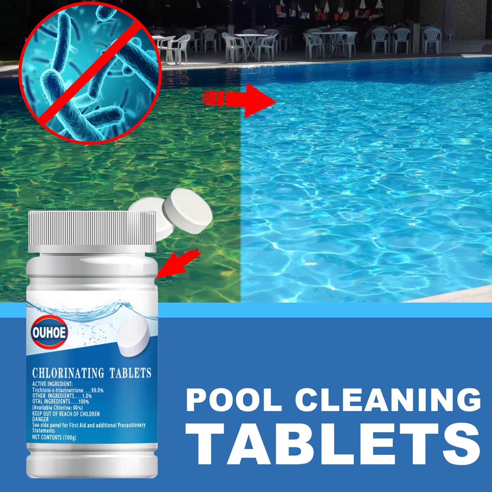Pastilles Chlorantes pour Piscine – OUHOE (100g)