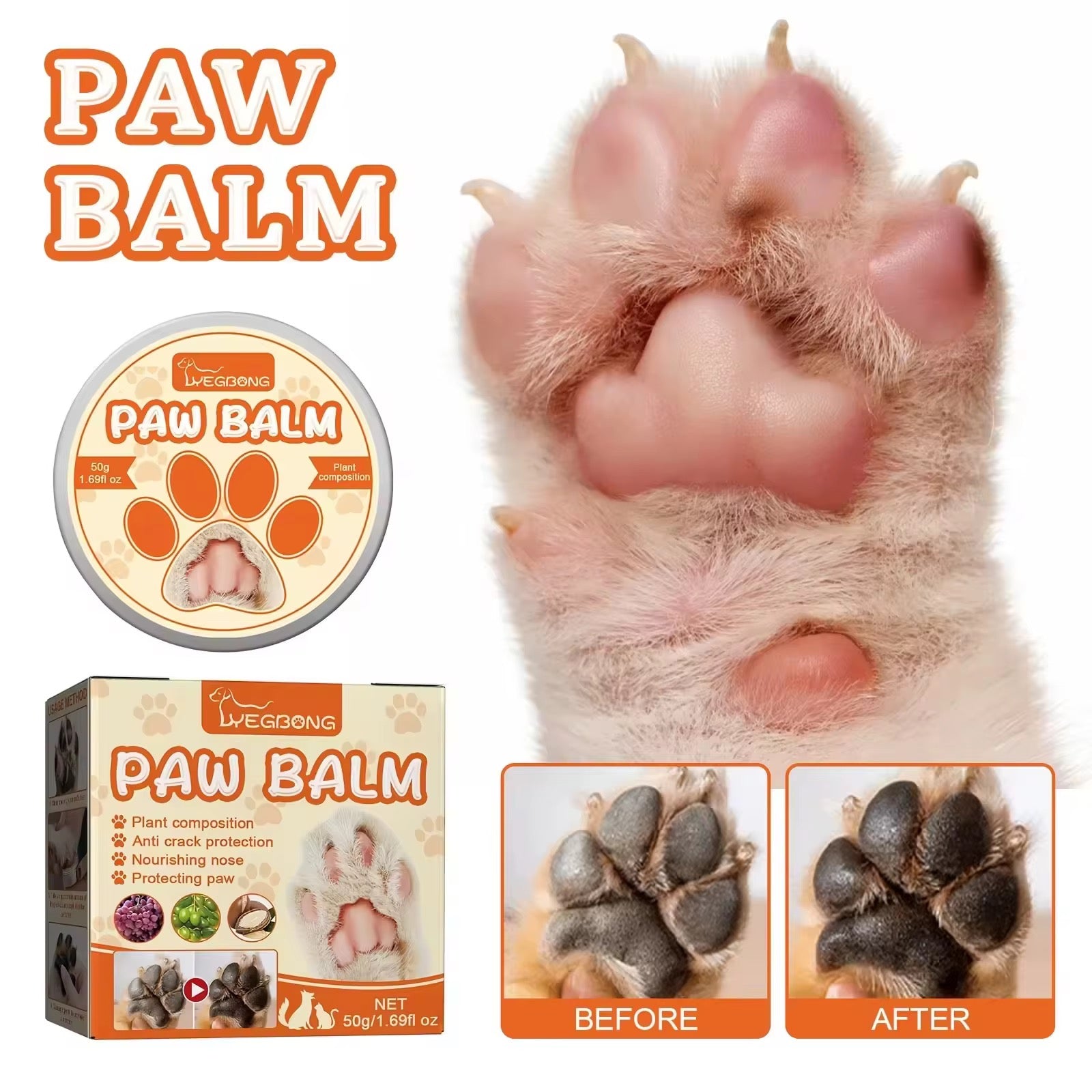 Baume Protecteur pour Pattes et Nez – YEGBONG Paw Balm 50g