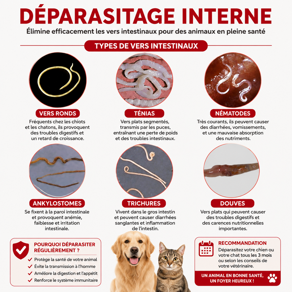 Vermifuge–Comprimé Antiparasitaire pour Chiens et Chats