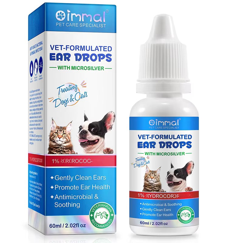 Gouttes Auriculaires Vétérinaires Oimmal – Avec Microsilver | Chiens & Chats | 60 ml