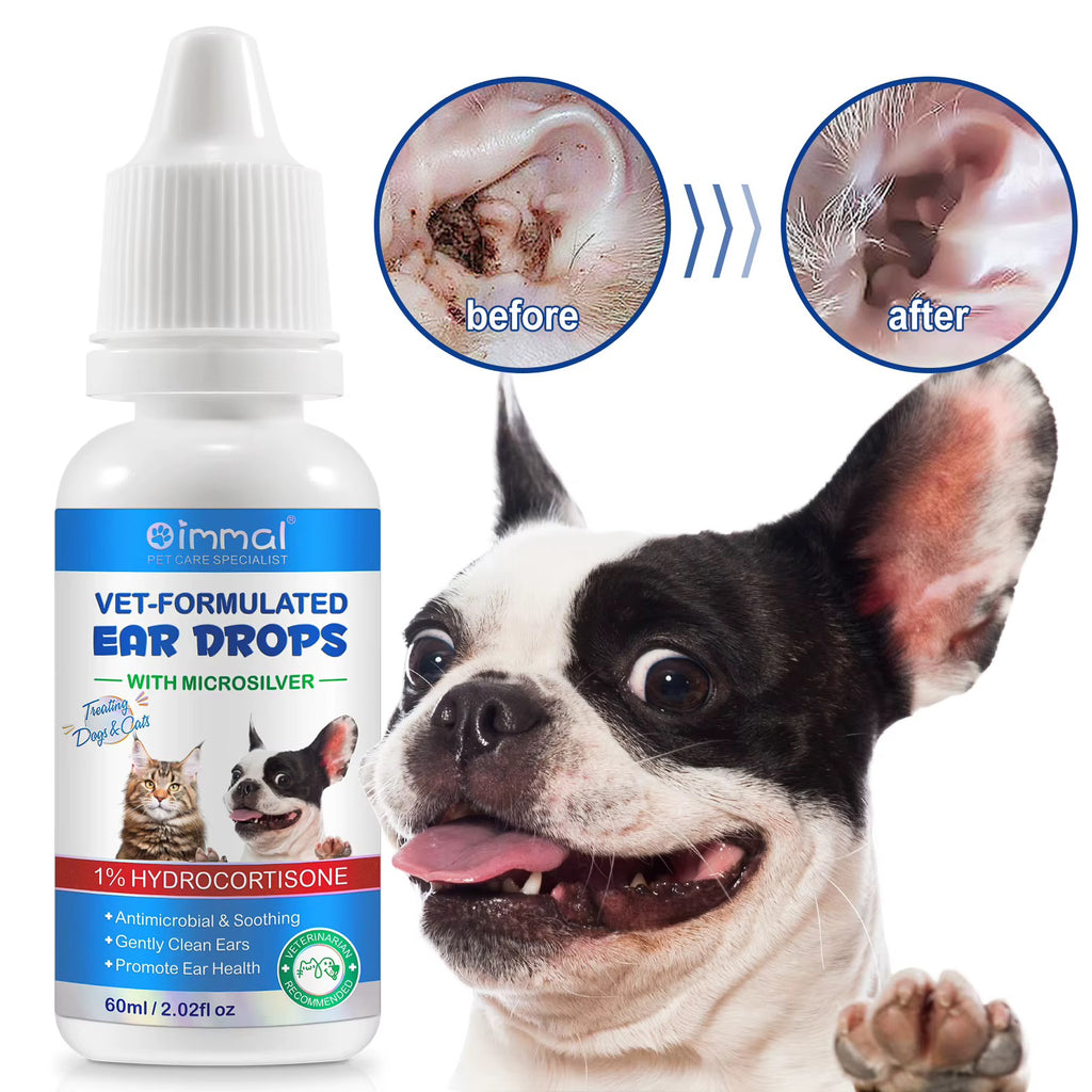 Gouttes Auriculaires Vétérinaires Oimmal – Avec Microsilver | Chiens & Chats | 60 ml