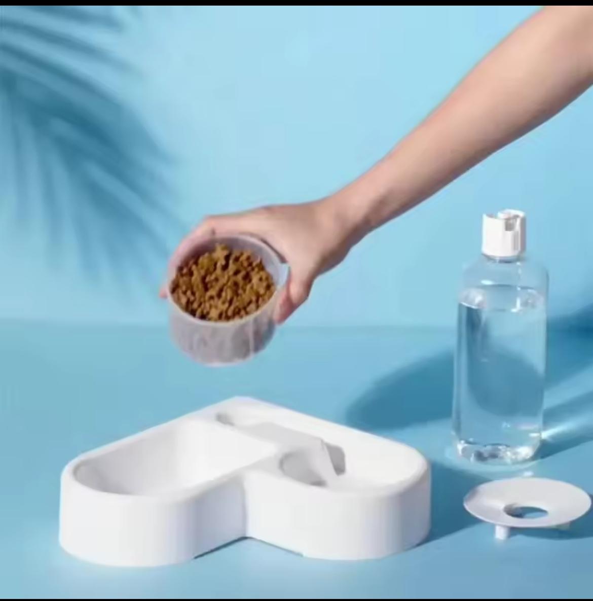 Mangeoire Double avec Distributeur d’Eau Automatique pour Chien et Chat – L1