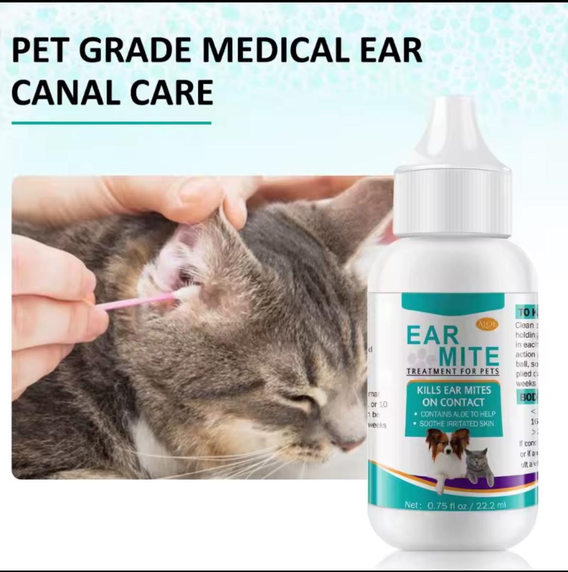 Solution Anti-Acariens Auriculaires pour Chien et Chat – Soin Médical 22,2 ml