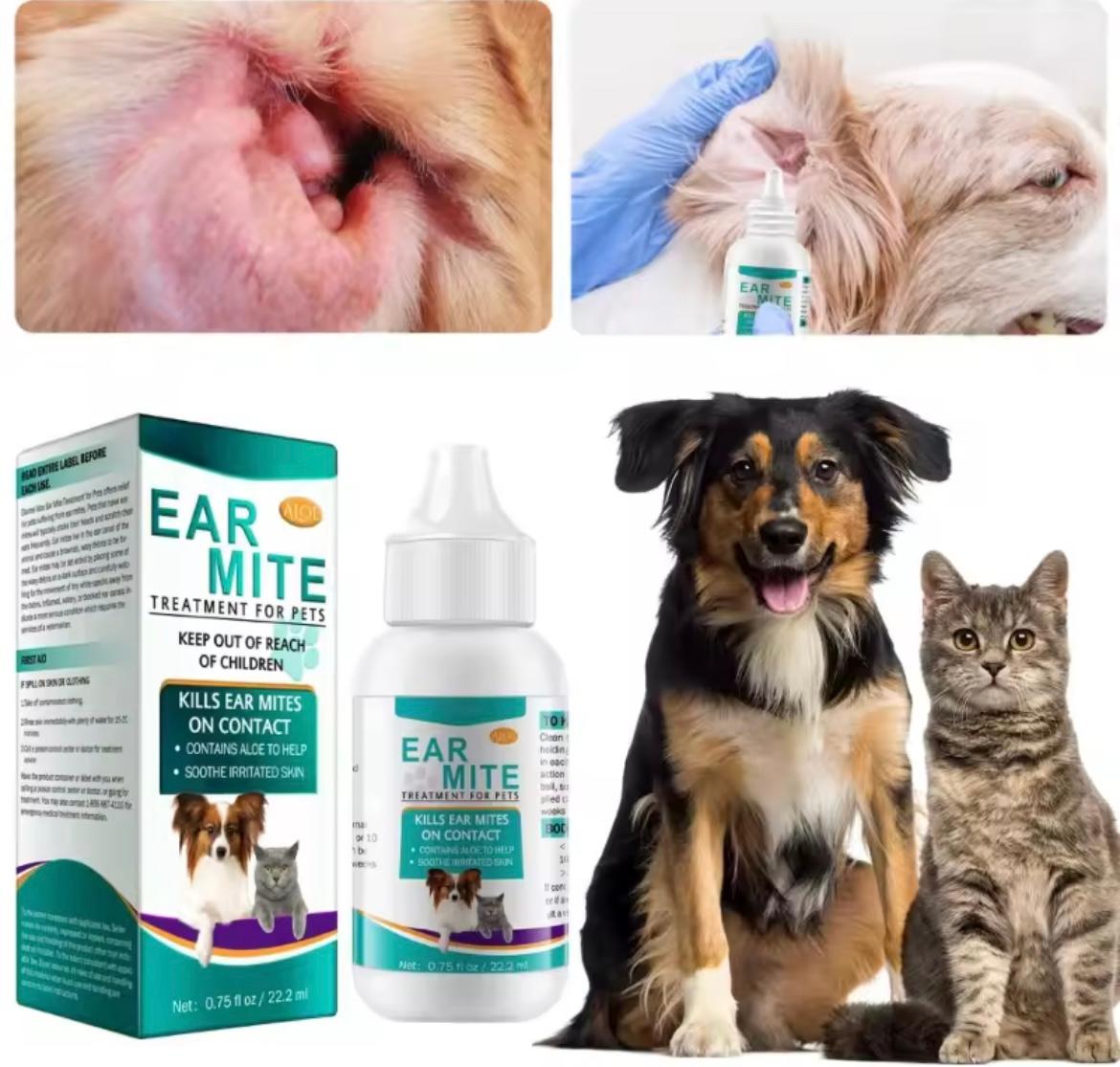 Solution Anti-Acariens Auriculaires pour Chien et Chat – Soin Médical 22,2 ml